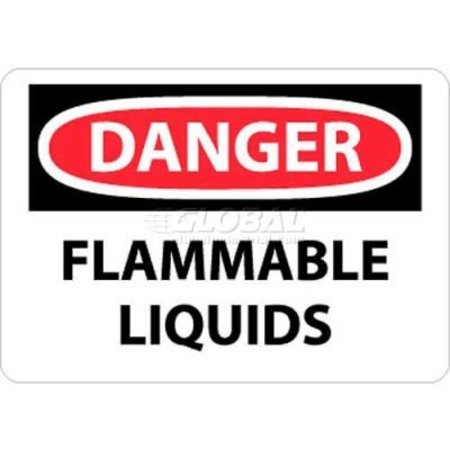 NATIONAL MARKER CO NMC OSHA Sign, Danger Flammable Liquids, 10in X 14in, White/Red/Black D38RB